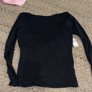 Open back Women’s Long Sleeve Black Boatneck Top